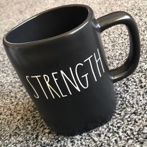 Rae Dunn STRENGTH Black Ceramic Coffee Mug